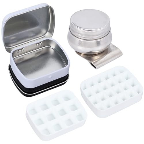 SOFPLATE 1 Set 12 und 16 Well Mini Aquarellpaletten Set Farbaufbewahrungspalettenbox Aus Metall Schwarz Weiß Leerer Wassertopf Mit Clip Tabletts Kleines Malset Für Skizzieren Im Freien Reisebehälter G SOFPLATE 1 Set 12 und 16 Well Mini Aquarellpaletten Set Farbaufbewahrungspalettenbox Aus Metall Schwarz Weiß Leerer Wassertopf Mit Clip Tabletts Kleines Malset Für Skizzieren Im Freien Reisebehälter G von SOFPLATE