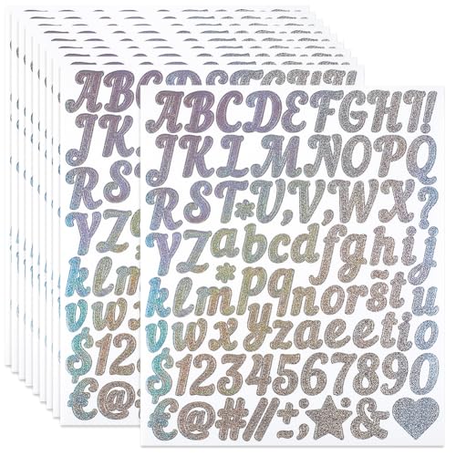 SOFPLATE 10 Blatt Vinyl Buchstaben Zum Aufkleben 1 Zoll Glitzernde Alphabet Aufkleber Silberfarben Selbstklebende Symbole Zahlen Herz Stern Aufkleber Für Briefkastenschilder Adressen Abschlusskappen F SOFPLATE 10 Blatt Vinyl Buchstaben Zum Aufkleben 1 Zoll Glitzernde Alphabet Aufkleber Silberfarben Selbstklebende Symbole Zahlen Herz Stern Aufkleber Für Briefkastenschilder Adressen Abschlusskappen F von SOFPLATE