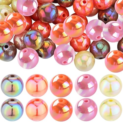SOFPLATE 100 Stück 5 Farben 16mm Acrylperlen Große Mengen Thanksgiving Perlen Bubblegum Chunk Perlen Perlenstifte Undurchsichtige ab Farbe Herbstperle Zur Schmuckherstellung Perlenzubehör DIY Ohrring von SOFPLATE