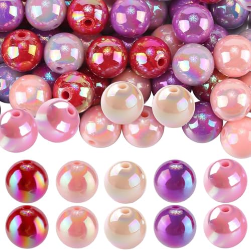 SOFPLATE 100 Stück runde Perlen in 5 Farben, 16 mm, Acryl-Kugelperlen, Muttertag, bunt, Frühling, AB-Farbe, klobig, Kaugummi, blickdicht, glatt, lose Abstandshalter für Schmuckherstellung, Armbänder SOFPLATE 100 Stück runde Perlen in 5 Farben, 16 mm, Acryl-Kugelperlen, Muttertag, bunt, Frühling, AB-Farbe, klobig, Kaugummi, blickdicht, glatt, lose Abstandshalter für Schmuckherstellung, Armbänder von SOFPLATE