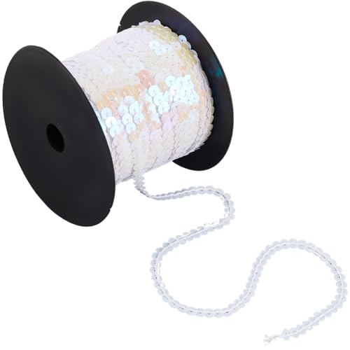SOFPLATE 100 Yards Weißer Paillettenbesatz 6mm Flacher Paillettenstreifen Paillettenschnur Metallisch Glitzernde Paillettenschnur Holografisch Glänzende Pailletten Zum Basteln Nähen Für Kleider Kostüm SOFPLATE 100 Yards Weißer Paillettenbesatz 6mm Flacher Paillettenstreifen Paillettenschnur Metallisch Glitzernde Paillettenschnur Holografisch Glänzende Pailletten Zum Basteln Nähen Für Kleider Kostüm von SOFPLATE