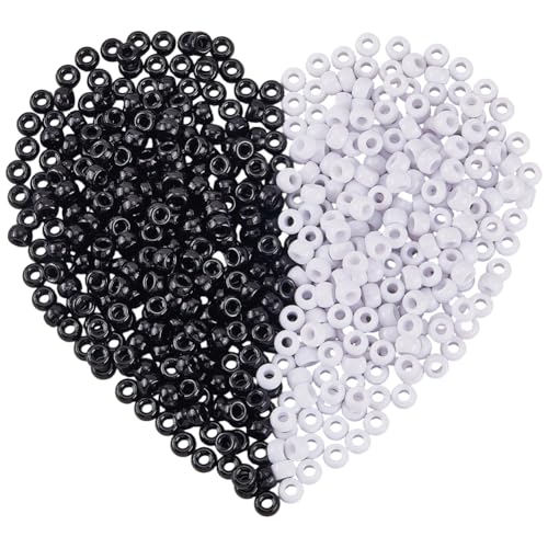 SOFPLATE 1000 Stück 2 Farben Weiß Schwarz Pony Perlen Fass Abstandshalter Perlen Klein 9 x 6mm Undurchsichtiger Kunststoff Großes Loch Glatte Lose Abstandshalter Befunde Für Schmuckherstellung Armbänd SOFPLATE 1000 Stück 2 Farben Weiß Schwarz Pony Perlen Fass Abstandshalter Perlen Klein 9 x 6mm Undurchsichtiger Kunststoff Großes Loch Glatte Lose Abstandshalter Befunde Für Schmuckherstellung Armbänd von SOFPLATE