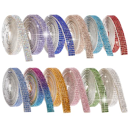 SOFPLATE 12 Rolle 12 Yards Strassbänder Selbstklebendes Kristallband Glitzernde Edelstein Diamantstreifen Zierharz Strass Aufkleberrolle Zum Basteln Für Kunst Hochzeit DIY Party Kleidung Auto Telefond SOFPLATE 12 Rolle 12 Yards Strassbänder Selbstklebendes Kristallband Glitzernde Edelstein Diamantstreifen Zierharz Strass Aufkleberrolle Zum Basteln Für Kunst Hochzeit DIY Party Kleidung Auto Telefond von SOFPLATE