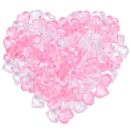SOFPLATE 120 Stück 2 Farben Winzige Harzherzen Kleine Herz Edelsteine Rosa Transparent Zum Valentinstag Wiederverwendbar Ohne Loch Perlen Requisite Tischstreuer Ornamentfüller Für Hochzeit Valentinsta von SOFPLATE