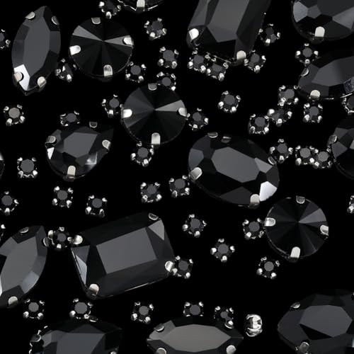 SOFPLATE 156 Stück 7 Stile Schwarzes Glas Strasssteine Zum Aufnähen Krappenset Crystal Jet Flache Rückseite Kralle Facettiert Klein Rechteckig Rund Tropfenform Edelsteine Zubehör Für Kleidung Stoffe S SOFPLATE 156 Stück 7 Stile Schwarzes Glas Strasssteine Zum Aufnähen Krappenset Crystal Jet Flache Rückseite Kralle Facettiert Klein Rechteckig Rund Tropfenform Edelsteine Zubehör Für Kleidung Stoffe S von SOFPLATE