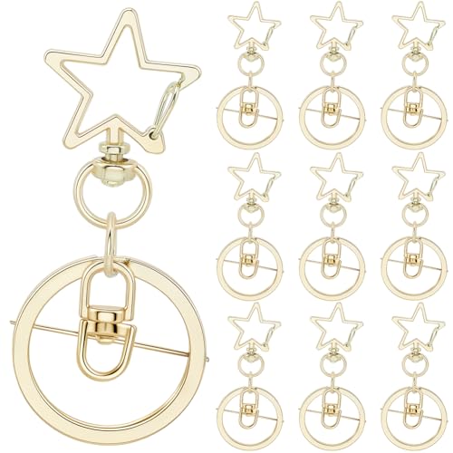 SOFPLATE 18 x Stern-Schlüsselanhänger-Verschluss, drehbar, Legierung, Gold, Federtür, Karabiner, Metall, zum Aufhängen, Schlüsselanhänger, Schnallen, Haken, Zubehör für Autoschlüssel, Schlüsselbänder SOFPLATE 18 x Stern-Schlüsselanhänger-Verschluss, drehbar, Legierung, Gold, Federtür, Karabiner, Metall, zum Aufhängen, Schlüsselanhänger, Schnallen, Haken, Zubehör für Autoschlüssel, Schlüsselbänder von SOFPLATE
