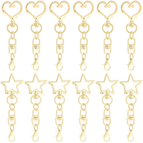 SOFPLATE 2 Stil 20 Stück Herzförmiger Schlüsselanhänger Clip Stern Schlüsselring Verschluss Großlegierung Gold Federtorringe Drehbarer Karabinerhaken Verschluss Für Schlüsselring Handtaschen Geldbörse von SOFPLATE