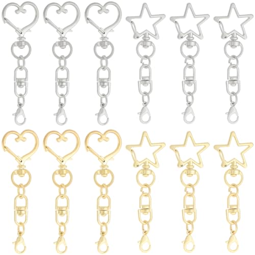 SOFPLATE 2 Stile, 2 Farben, 20 Stück, Herz-Schlüsselanhänger-Clip, Stern-Schlüsselanhänger, Legierung, Gold, Silber, Federtorringe, Karabinerverschlüsse für Schmuckherstellung, Zubehör SOFPLATE 2 Stile, 2 Farben, 20 Stück, Herz-Schlüsselanhänger-Clip, Stern-Schlüsselanhänger, Legierung, Gold, Silber, Federtorringe, Karabinerverschlüsse für Schmuckherstellung, Zubehör von SOFPLATE