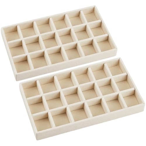 SOFPLATE 2 Stück 5 x 8.3 Zoll Schmuckschatulle Tablett Samt Schmuckschubladeneinsatz kweiß 18 Fächer Unterteilt Stapelbar Halsketten Aufbewahrungsbehälter Kommode Schubladengehäuse Für Ohrringringe D SOFPLATE 2 Stück 5 x 8.3 Zoll Schmuckschatulle Tablett Samt Schmuckschubladeneinsatz kweiß 18 Fächer Unterteilt Stapelbar Halsketten Aufbewahrungsbehälter Kommode Schubladengehäuse Für Ohrringringe D von SOFPLATE