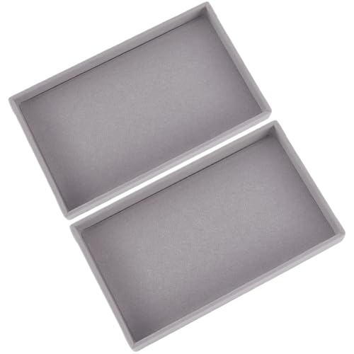 SOFPLATE 2 Stück Graues Schmucktablett Leere Schmuckschatulle Aus Samt Klein Rechteckig Für Accessoires Schmuckstücke Flache Tabletts Stapelbar Vitrine Schubladen Organizer Aufbewahrung vo SOFPLATE 2 Stück Graues Schmucktablett Leere Schmuckschatulle Aus Samt Klein Rechteckig Für Accessoires Schmuckstücke Flache Tabletts Stapelbar Vitrine Schubladen Organizer Aufbewahrung vo von SOFPLATE