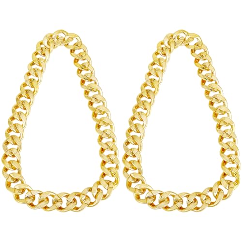 SOFPLATE 2 Stück Kunststoff Goldkette Hip Hop Halskette Klobige Halskette Künstlich Golden 3280cm Groß Dick Kubanische Panzerkette 90s (4)S Punk Stil Rapper Kostüm Gliederketten Für Männer Und Frauen von SOFPLATE
