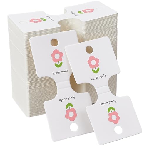 SOFPLATE 200 Stück 9,4 x 4,5 cm weiße Schmuck-Display-Karten, Armbandhalter, Karten, gefaltete Papierblumen, rechteckige hängende Kartons für den Verkauf von Verpackungen, Halsketten, Armbändern von SOFPLATE