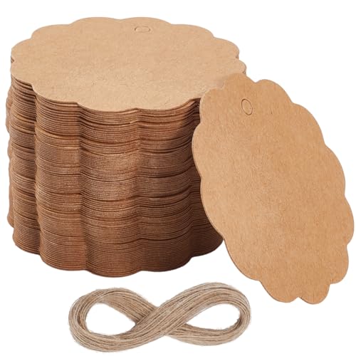 SOFPLATE 200 Stück Runde Papieranhänger Preisschilder Für Bastelmessen Mit 20 m Jutekordel Kraftpapier Flach Rund BurlyWood Preisnamen Blanko Etiketten Zum Verpacken Sammeln Beschriften Hochzeit Weihn von SOFPLATE