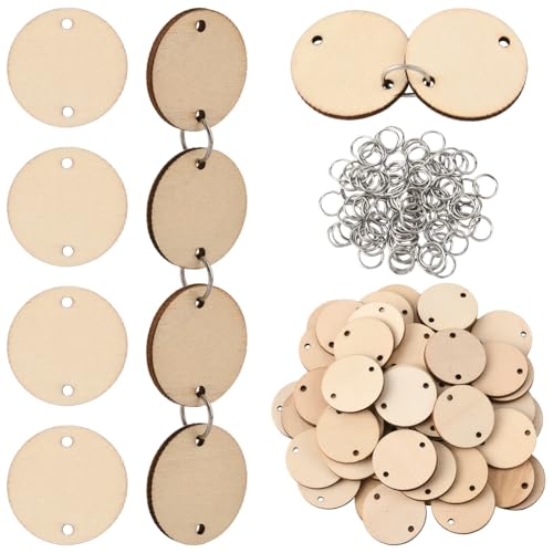 SOFPLATE 200 Stück runde Holzscheiben aus Holz mit Löchern, offener Biegering, Mini-Unlackierte Holzglieder, Geburtstagstafel, Anhänger für hausgemachte Geschenke, Kunst, Handwerk, Dekoration, Zubehör SOFPLATE 200 Stück runde Holzscheiben aus Holz mit Löchern, offener Biegering, Mini-Unlackierte Holzglieder, Geburtstagstafel, Anhänger für hausgemachte Geschenke, Kunst, Handwerk, Dekoration, Zubehör von SOFPLATE