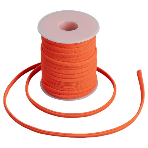 SOFPLATE 21.9 Yard (20 m) Orangefarbene Nylonschnur Stoffschnüre Lang Flach Weich Gestrickt Elastische Kordel Badeanzugschnur Dehnbares Perlenfadenseil T Shirt Garn Zum Stricken Nähen DIY Taschen Deck von SOFPLATE