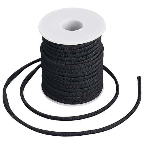 SOFPLATE 21.9 Yard (20 m) Schwarze Stoffschnur Nylonschnur Weich Dehnbar Lang Flach Badeanzugschnur Ersatz Stretch Perlenfaden T Shirt Garn Zum Stricken Nähen Sportbekleidung DIY Tasche Decke Häkeln von SOFPLATE