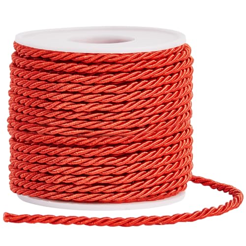 SOFPLATE 22 Yard/20 m Geflochtene Kordelbesatz Rotes Gedrehtes Seil 3mm Polyester 3 Lagig Seidenschnur Gedrehte Abschluss Und Ehrenkordeln Dekorative Kordel Für Heimdekoration Kostüm Tasche Polster SOFPLATE 22 Yard/20 m Geflochtene Kordelbesatz Rotes Gedrehtes Seil 3mm Polyester 3 Lagig Seidenschnur Gedrehte Abschluss Und Ehrenkordeln Dekorative Kordel Für Heimdekoration Kostüm Tasche Polster von SOFPLATE