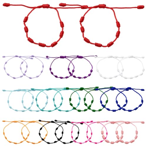 SOFPLATE 24 Stück, 12 Farben, 7 Knoten, rot, Armband, Schutz, bunte Schnur, Armbänder, gewebt, sortiert, Polyester, verstellbar, Nylon, Glücksschnur, tibetische Schnüre für Schmuck, Freundschaft SOFPLATE 24 Stück, 12 Farben, 7 Knoten, rot, Armband, Schutz, bunte Schnur, Armbänder, gewebt, sortiert, Polyester, verstellbar, Nylon, Glücksschnur, tibetische Schnüre für Schmuck, Freundschaft von SOFPLATE
