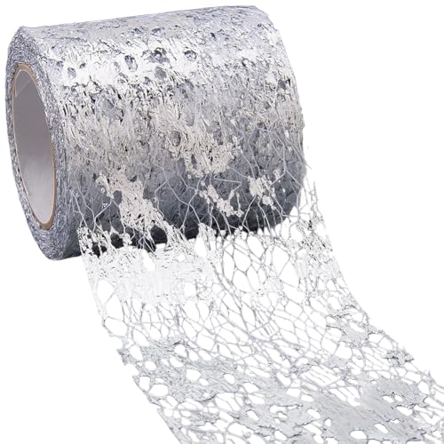 SOFPLATE 3 Rollen 9,1 m 6,1 cm Silber Drahtband Weihnachten Silber Glitzer Band Polyester Lange Offray Metallic Sparkling Mesh Draht Handwerk Dekoration für Schleife Geschenkverpackung Blumenstrauß SOFPLATE 3 Rollen 9,1 m 6,1 cm Silber Drahtband Weihnachten Silber Glitzer Band Polyester Lange Offray Metallic Sparkling Mesh Draht Handwerk Dekoration für Schleife Geschenkverpackung Blumenstrauß von SOFPLATE