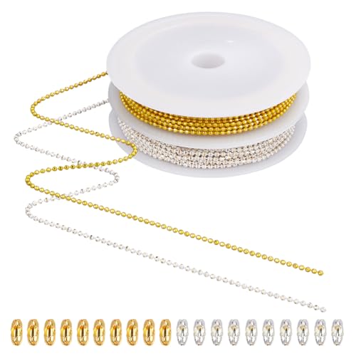 SOFPLATE 30 Fuß/9 m 1.5mm Goldene Kugelkette Rolle Hundemarke Perlenkette Messing Klein Rund Facettiert Zugverlängerung Metall Silberfarbene Perlengliederketten Verbinder Für Die Schmuckherstellung Ha SOFPLATE 30 Fuß/9 m 1.5mm Goldene Kugelkette Rolle Hundemarke Perlenkette Messing Klein Rund Facettiert Zugverlängerung Metall Silberfarbene Perlengliederketten Verbinder Für Die Schmuckherstellung Ha von SOFPLATE