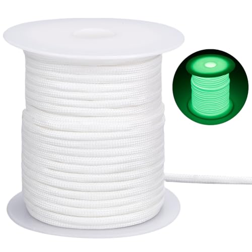 SOFPLATE 34 Yards/31 m 4mm Paracord Im Dunkeln Leuchtend Paracord 550 Fallschirmspulenschnüre Weiß Leuchtend Survival Kletter Paracords Schlüsselband Für Outdoor Wanderungen Perlenarmbänder DIY Bastel von SOFPLATE