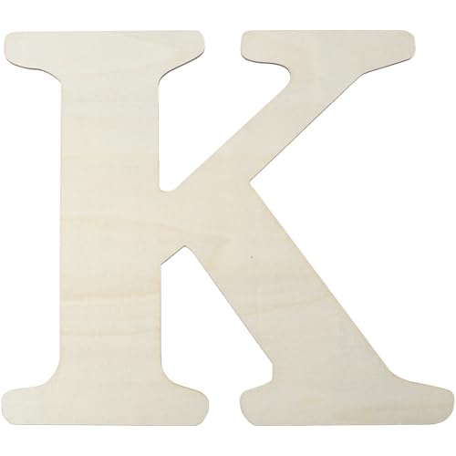 SOFPLATE 38,1 x 35,6 cm Buchstabe K Holzdekor Antikweiß Holzbuchstaben lackierbar MDF-Platte unlackierte Blanko-Alphabet-Wörter für DIY Bastelprojekte Geburtstag Hochzeit Weihnachten Party von SOFPLATE