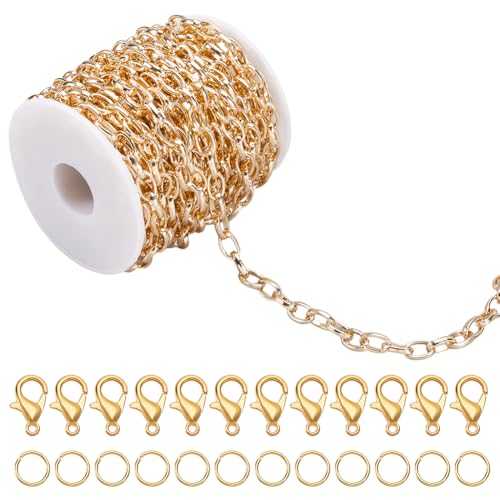 SOFPLATE 39 Fuß/12 m Ovale Kabelkette Goldene Gliederkette Auf Rolle Mit Biegering Und Karabinerverschluss 11 × 7mm Aluminium Ungeschweißte Büroklammer Verbindungsstücke Ketten Sets Für Die Schmuckher SOFPLATE 39 Fuß/12 m Ovale Kabelkette Goldene Gliederkette Auf Rolle Mit Biegering Und Karabinerverschluss 11 × 7mm Aluminium Ungeschweißte Büroklammer Verbindungsstücke Ketten Sets Für Die Schmuckher von SOFPLATE