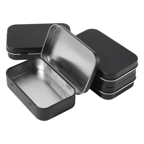 SOFPLATE 4 Stück 10,2 x 6,3 x 2,3 cm schwarze Metalldose mit Scharnier, rechteckige Box mit Deckel, kleine Mini-Leereisen-Aufbewahrungsbehälter für Reißzwecken, Süßigkeiten, Schmuck, Basteln SOFPLATE 4 Stück 10,2 x 6,3 x 2,3 cm schwarze Metalldose mit Scharnier, rechteckige Box mit Deckel, kleine Mini-Leereisen-Aufbewahrungsbehälter für Reißzwecken, Süßigkeiten, Schmuck, Basteln von SOFPLATE