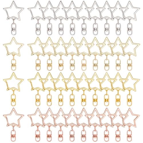 SOFPLATE 40 Stück Stern-Schlüsselanhänger-Ring, Drehverschluss, silberfarbene Legierung, Sterne, Federtor-Ringe, Karabinerhaken mit Kette, hängende Schnalle, Verbindungsstück SOFPLATE 40 Stück Stern-Schlüsselanhänger-Ring, Drehverschluss, silberfarbene Legierung, Sterne, Federtor-Ringe, Karabinerhaken mit Kette, hängende Schnalle, Verbindungsstück von SOFPLATE