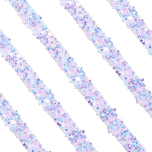 SOFPLATE 5.5 Yards Pailletten Klebeband Stern Paillettenband 1.2cm Glitzernd Mittelviolett Kristall Strass Wickelaufkleber Diamantstreifen Rolle Für Kleidung Tassen Gürtel Nähstoff Heimparty Dekoratio von SOFPLATE