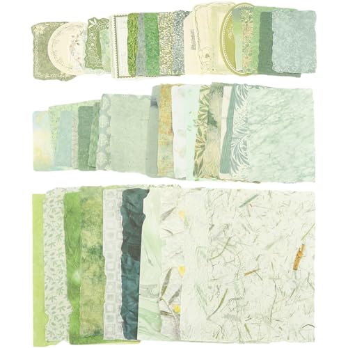 SOFPLATE 50 Stile 100 Blatt Journaling Collage Papier Ästhetisches Scrapbook Papier Bulk Grün Blumen Bambus Blatt Collage Blätter für DIY Handwerk Schreiben Zeichnen Tagebuch Verzierung Supplies von SOFPLATE