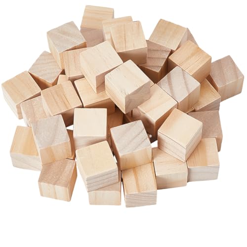 SOFPLATE 50 Stück 1 Zoll Holzblöcke Unbehandelte Holzwürfel Natürliches Quadratisches Massives Kiefernholz Bastelzubehör Für DIY Projekte Kunsthandwerk Malen Stempeln Puzzles Pädagogische Aktivitäten von SOFPLATE