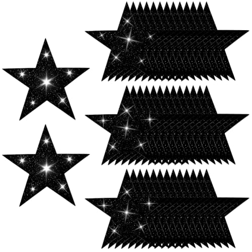 SOFPLATE 50 Stück 6 Zoll Schwarze Glitzersterne Pappsterne Zum Ausschneiden Doppelt Bedruckt Fünf Sterne Papierausschnitte Große Glitzersterne Dekoration Für Pinnwand Geburtstagswand Party Heimdeko von SOFPLATE