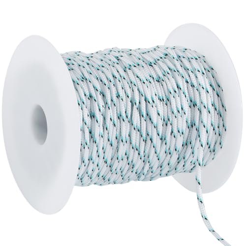 SOFPLATE 50 m/55 Yards Fallschirmseil Fallschirmschnur Mit Spule 1 Innenkerne Weiß Weich 2mm Polyester Spandex Kletterstränge Faden Für Die Schmuckherstellung Armbänder Halsketten Zubehör DIY Basteln von SOFPLATE