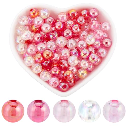SOFPLATE 500 Stück 8mm Transparente Kunststoffperlen Große Menge Rosa Runde Kristallperlen Valentinstag ab Farbig Plattiert Blasen Acryl Lose Bastelperlen Für Armbänder Ohrringe Halsketten Schmuckhers SOFPLATE 500 Stück 8mm Transparente Kunststoffperlen Große Menge Rosa Runde Kristallperlen Valentinstag ab Farbig Plattiert Blasen Acryl Lose Bastelperlen Für Armbänder Ohrringe Halsketten Schmuckhers von SOFPLATE