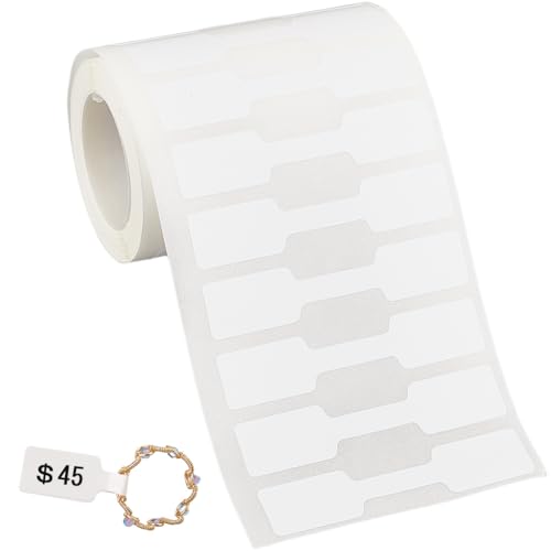 SOFPLATE 500 Stück Selbstklebende Schmuckanhänger Preisschilder Aufkleber Rechteckig Weiß Blanko Kraftpapierrolle Zum Identifizieren Aufhängen Namen Benutzerdefinierte Aufkleberetiketten Für Halskette von SOFPLATE