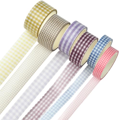 SOFPLATE 6 Rolle Bastel Abdeckband Buntes Dekoratives Klebeband Gitter 5 m (16.4 Fuß) Papier Sortiert Scrapbook Basic Plaid Lattice Series Selbstklebende Aufkleber Für Scrapbooking Journal Geschenkpap von SOFPLATE