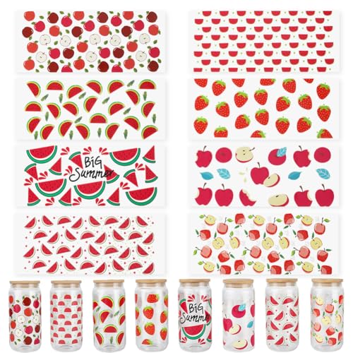 SOFPLATE 8 Blatt 8 Stile Obst UV DTF Becherfolien Glasbecher Aufkleberfolie Sommerrot Wassermelone Erdbeere Transferkunststoff Wasserdichte Dekorative Aufkleber Für 16 Oz Glasflaschen Trinkgläser Holz SOFPLATE 8 Blatt 8 Stile Obst UV DTF Becherfolien Glasbecher Aufkleberfolie Sommerrot Wassermelone Erdbeere Transferkunststoff Wasserdichte Dekorative Aufkleber Für 16 Oz Glasflaschen Trinkgläser Holz von SOFPLATE
