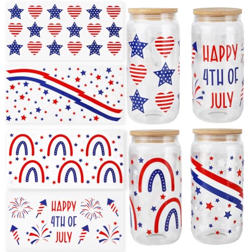 SOFPLATE 8 Blatt Aufkleber „Happy Independence Day“ Zum 4. Juli Rechteckig Kunststoff Amerikanisch Rot Weiß Blau Patriotisch Stern Herz Becherverpackungen Für Glasflaschen Party Heimdekoration DIY Bas SOFPLATE 8 Blatt Aufkleber „Happy Independence Day“ Zum 4. Juli Rechteckig Kunststoff Amerikanisch Rot Weiß Blau Patriotisch Stern Herz Becherverpackungen Für Glasflaschen Party Heimdekoration DIY Bas von SOFPLATE