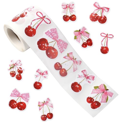 SOFPLATE 800 Stück 8 Stile Kirschaufkleberrolle Kirschkokettenaufkleber Papier Selbstklebend Wasserdicht Rote Fruchtschleife Siegel Scrapbook Aufkleber Für DIY Handwerk Belohnungsumschlag Wasserflasch SOFPLATE 800 Stück 8 Stile Kirschaufkleberrolle Kirschkokettenaufkleber Papier Selbstklebend Wasserdicht Rote Fruchtschleife Siegel Scrapbook Aufkleber Für DIY Handwerk Belohnungsumschlag Wasserflasch von SOFPLATE