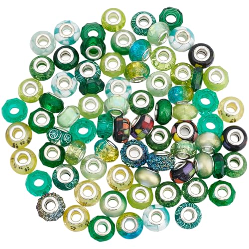 SOFPLATE 90 Stück 15 Stile Europäische Perlen Mit Großem Loch Grüne Rondell Perlen Bunt Sortiert Harz Klein Glatt Lose Lampwork Abstandshalter Befunde Für Die Schmuckherstellung Charms Armbänder Ohrri von SOFPLATE