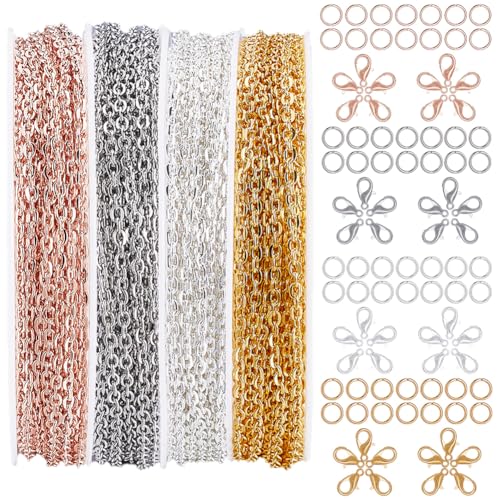 SOFPLATE 91.7 Fuß/28 m Lange Kabelkette Rollenkette Schmuckherstellungsset Mit 240 Biegeringen Und 60 Karabinerverschlüssen 3 x 2mm Silberne Eisenverbinder Gliederketten Sets Für Die Schmuckherstellun SOFPLATE 91.7 Fuß/28 m Lange Kabelkette Rollenkette Schmuckherstellungsset Mit 240 Biegeringen Und 60 Karabinerverschlüssen 3 x 2mm Silberne Eisenverbinder Gliederketten Sets Für Die Schmuckherstellun von SOFPLATE