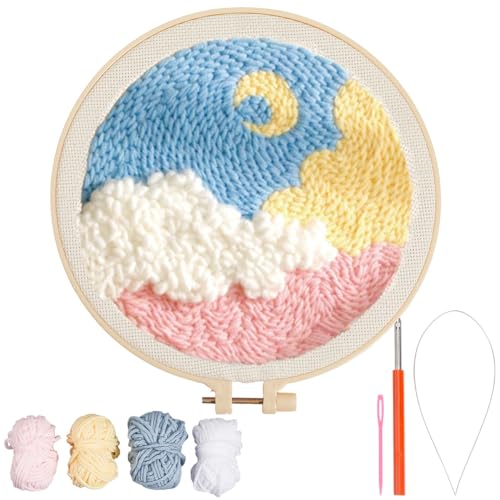 SOFPLATE Anfänger-Stanznadel-Set, Stanznadel-Stickerei-Set mit Holzrahmen, Regal, Nähgarne, geprägtes Sticktuch, Scape Muster, Set für Erwachsene, Herstellung von Kleidungsstücken, Kissen, DIY SOFPLATE Anfänger-Stanznadel-Set, Stanznadel-Stickerei-Set mit Holzrahmen, Regal, Nähgarne, geprägtes Sticktuch, Scape Muster, Set für Erwachsene, Herstellung von Kleidungsstücken, Kissen, DIY von SOFPLATE