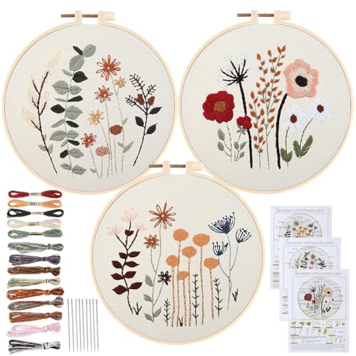 SOFPLATE Blumen-Stickrahmen-Set, Anfänger, Blumenstickerei-Set, Nähen, DIY-Kunst-Set mit bunten Fäden, Stoffkorbmuster, Handarbeit, Bastelzubehör für Erwachsene, Handstich-Dekorprojekt SOFPLATE Blumen-Stickrahmen-Set, Anfänger, Blumenstickerei-Set, Nähen, DIY-Kunst-Set mit bunten Fäden, Stoffkorbmuster, Handarbeit, Bastelzubehör für Erwachsene, Handstich-Dekorprojekt von SOFPLATE