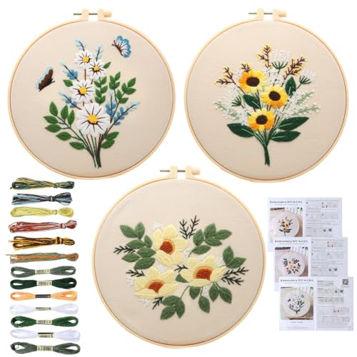 SOFPLATE Blumenstickerei-Set zum Selbermachen, Anfänger, Stickrahmen, Kunst-Set, Handnähen, Nadelarbeit-Set mit bunten Fäden, Bambusreifen, Stoff, Bastelbedarf, für Erwachsene, Näh-Dekor-Projekte SOFPLATE Blumenstickerei-Set zum Selbermachen, Anfänger, Stickrahmen, Kunst-Set, Handnähen, Nadelarbeit-Set mit bunten Fäden, Bambusreifen, Stoff, Bastelbedarf, für Erwachsene, Näh-Dekor-Projekte von SOFPLATE