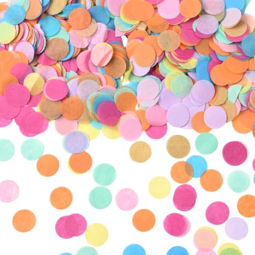 SOFPLATE Buntes Tischkonfetti, rund, Papier-Konfetti, flache Punkte, Kreis, sortiert, kleine Pailletten, dekoratives Streuaufsatz, Zubehör für Hochzeit, Geburtstag, Party, Gastgeschenke, Ballonfeiern von SOFPLATE