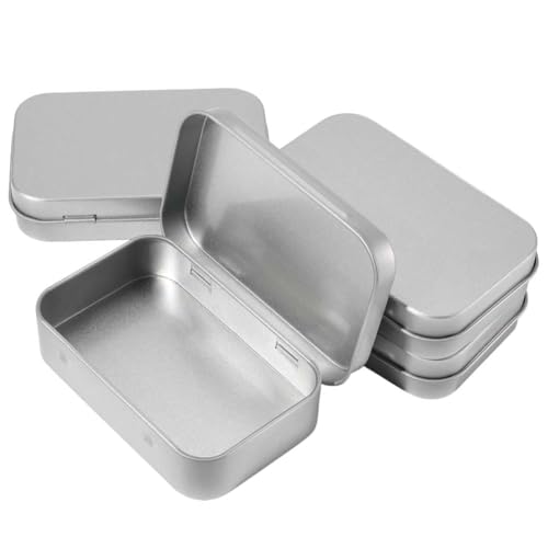 SOFPLATE Gainsboro Mini-Blechdosen mit Scharnier, rechteckig, klein, Eisen, Aufbewahrungsbehälter für Tee, Zeichennadeln, Süßigkeiten, Schmuck, Basteln, 4 Stück, 10,2 x 6,3 x 2,3 cm SOFPLATE Gainsboro Mini-Blechdosen mit Scharnier, rechteckig, klein, Eisen, Aufbewahrungsbehälter für Tee, Zeichennadeln, Süßigkeiten, Schmuck, Basteln, 4 Stück, 10,2 x 6,3 x 2,3 cm von SOFPLATE