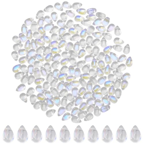 SOFPLATE Glasperlen in Tropfenform, Wassertropfen, transparent, AB-Kristallperlen, 9 x 6 mm, oben gebohrt, Kronleuchter, Anhänger, lose Abstandshalter für Ohrringe, Armbänder, Halsketten von SOFPLATE