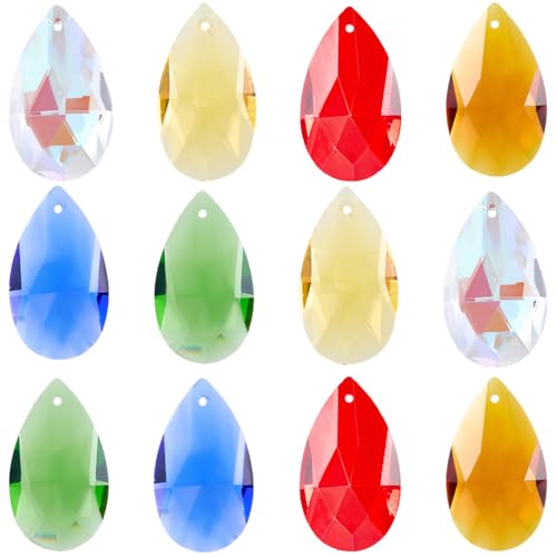 SOFPLATE Große Glasperlen in Tropfenform, 38 mm, bunt, facettiert, Kronleuchter, Kristall, Prisma, Anhänger, Sonnenfänger, Perlen, Großpackung für DIY-Lampe, hängende Ornamente, Schmuckherstellung SOFPLATE Große Glasperlen in Tropfenform, 38 mm, bunt, facettiert, Kronleuchter, Kristall, Prisma, Anhänger, Sonnenfänger, Perlen, Großpackung für DIY-Lampe, hängende Ornamente, Schmuckherstellung von SOFPLATE