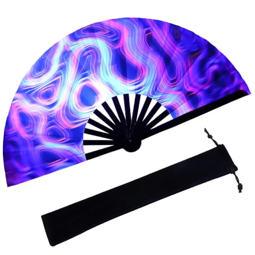 SOFPLATE Großer Faltbarer Rave Fächer Handfächer Bunt Bambusstoff Vintage Retro Stoff Faltbar Chinesische Dekorative Handfächer Mit Samtbeutel Für Line Dance Festivals Partys Regenbogen Outfits SOFPLATE Großer Faltbarer Rave Fächer Handfächer Bunt Bambusstoff Vintage Retro Stoff Faltbar Chinesische Dekorative Handfächer Mit Samtbeutel Für Line Dance Festivals Partys Regenbogen Outfits von SOFPLATE